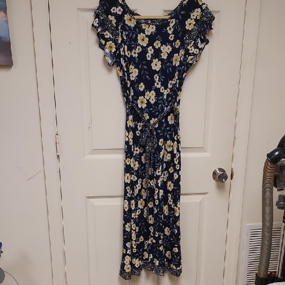 Perceptions Navy and Yellow Floral Maxi Dress
